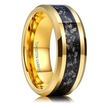 Custom Tungsten Jewelry Meteorite Tungsten Wedding Bands Engagement Rings for Couples Beveled Edge Promise Ring for Women
