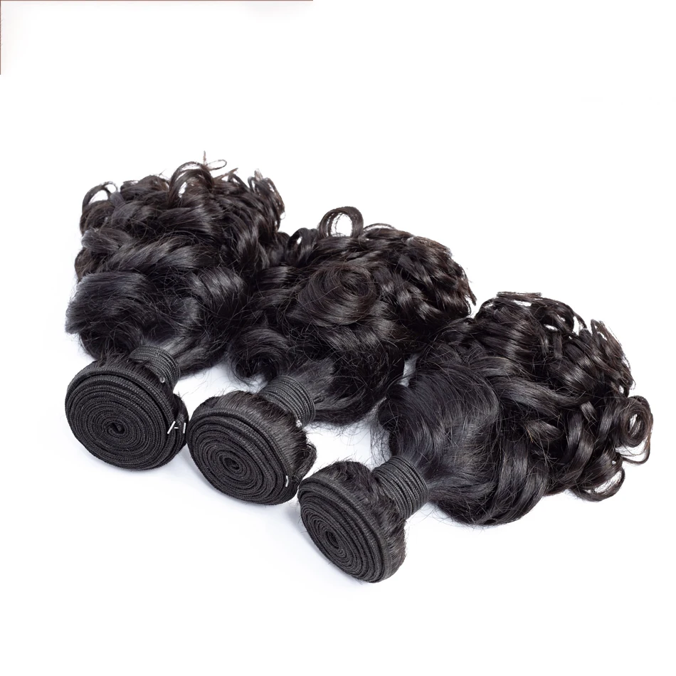 SPARK Brazilian Bouncy Curl Human Hair Bundles With Closure,Spiral Curl Hair Weave 3 Bunbles with 4*4 Lace Closure Natural Black