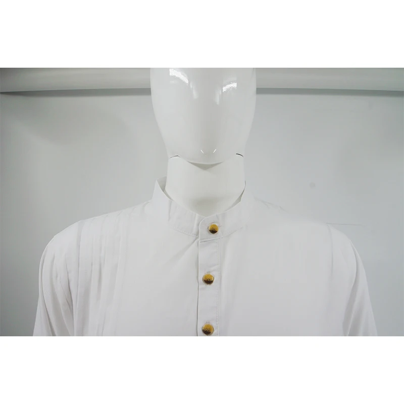 Modern White Thobe Shirt for Men Simple Long Arab Robe Breathable Muslim Clothing Islamic Wear