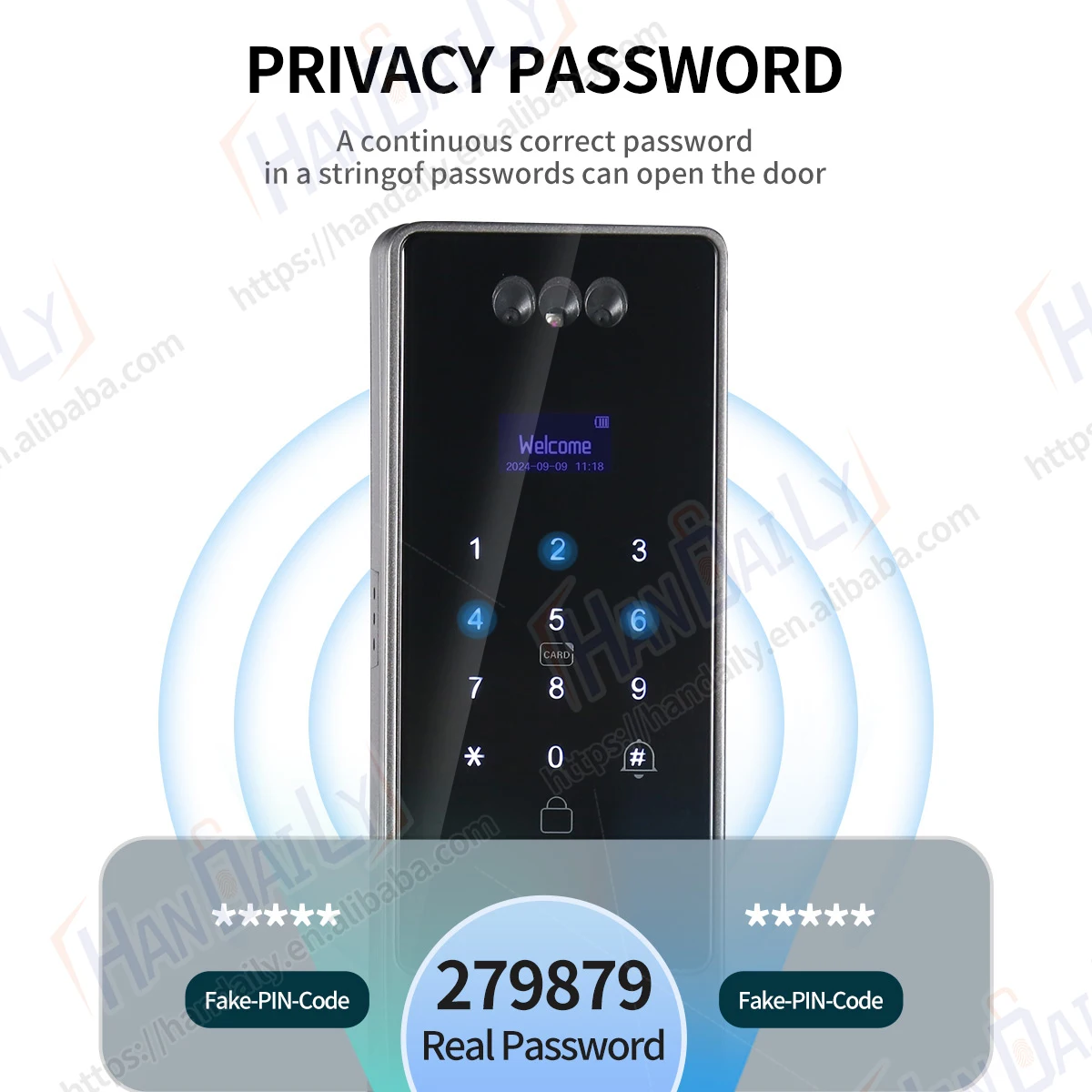 Security Cameras 3D Face Recognition Fingerprint Biometric Card Digital Lock Cerradura Inteligente Tuya WiFi Smart Door Lock DF17 