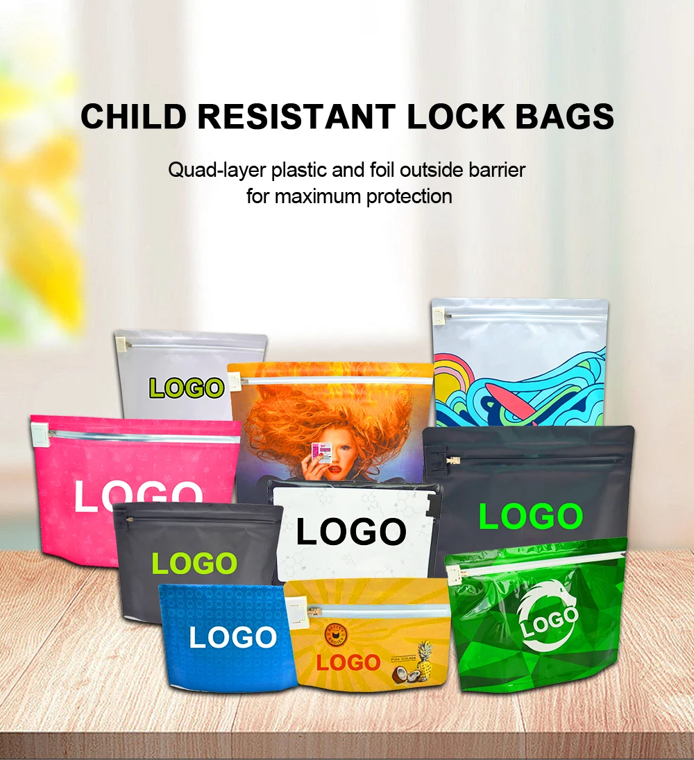 Customized Child Proof Zipper Bag Resealable Plastic Medicine Packaging