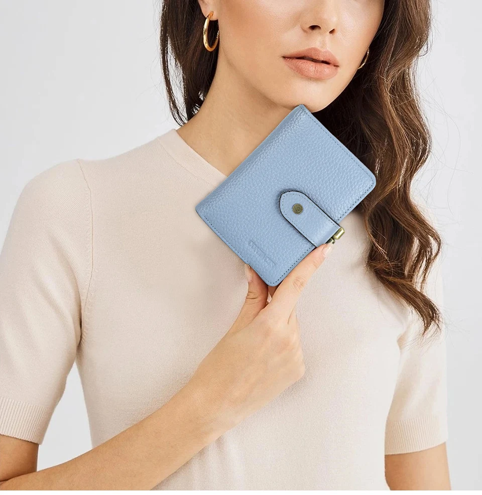 Vintage Rfid Damen Geldbörse Aus Echtleder Mit Münzfach_voghion.com