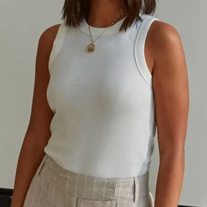 2026 Women's Fashion Breathable Cotton Thread Casual Style Tank Tops White Long Velvet Ice Silk Vest