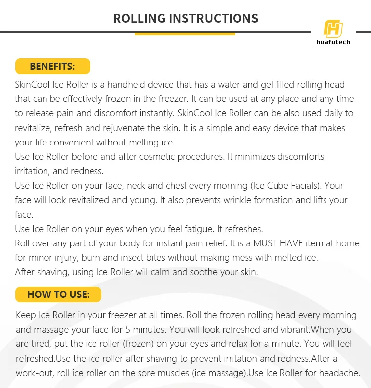 Huafu high quality stainless steel face massage skin cooling ice roller