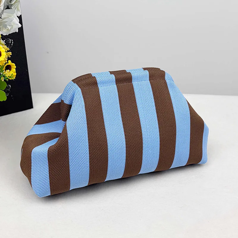 Cosmetic Pouch Ready to Ship Women's Knitted Striped Bag, Wholesale & OEM/ODM Welcome