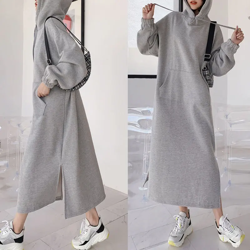 sachin and babi light blue dress Women's Dress Hooded Long Sleeve Solid Color Casual Sweatshirt Short Skirt  Buy cheaply on Joom main image 0