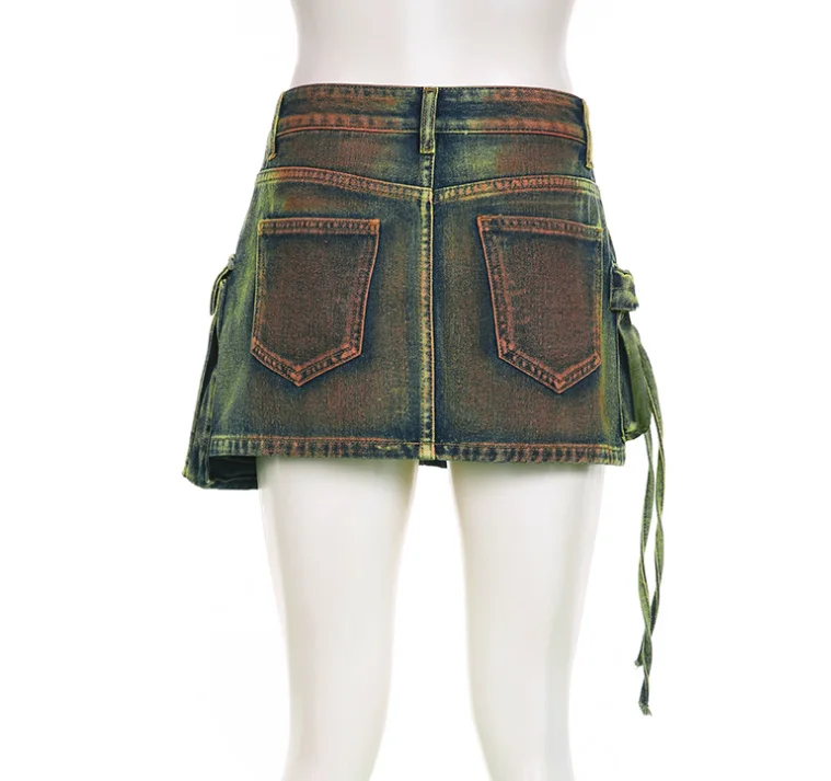 Trendy Denim Skirt Outfits Women Clothes 2024 S-xl Sleeve Tube Top Mini ...