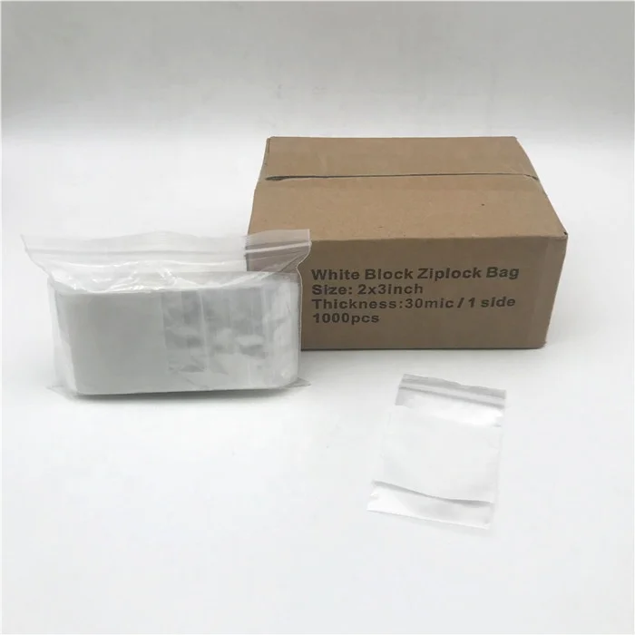 YURUI 2x2inch Mini Custom Jewelry Ziplock Bags Writable Ziplock Bags with White Block , 1000pcs / Inner Box