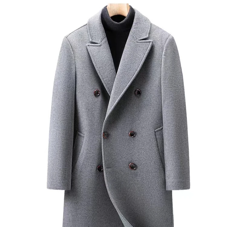 Outdoor Breasted Blazer Trench Overcoat Men Cashmere Coat Winter Double Faced Wool Men's Long Woolen_voghion.com