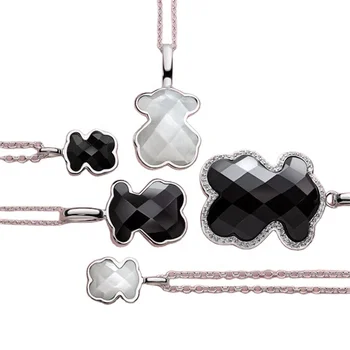 2021gummy bear jewelry set enamel charms Agate classic wholesale lovely fashion teddy bear necklace 925 sterling silver
