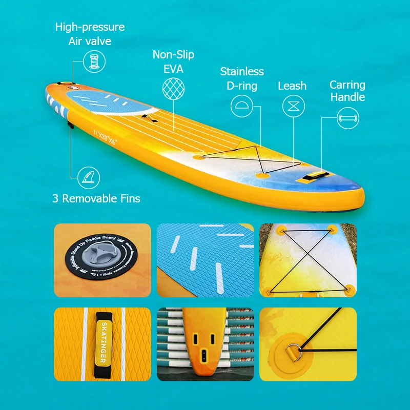 Skatinger Custom UV Printed Inflatable SUP Paddle Surfboard Ready Ship Stand-On Paddle Boards Drop Stitch Colorful Board