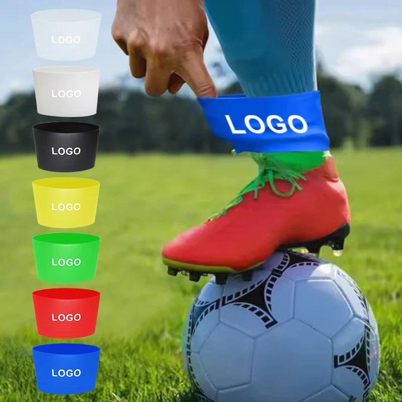 Custom Logo Soccer Shin Guards Strap Silicone Anti Slip Grip Tapes Shin Guard Straps for Men Women Adults Kids