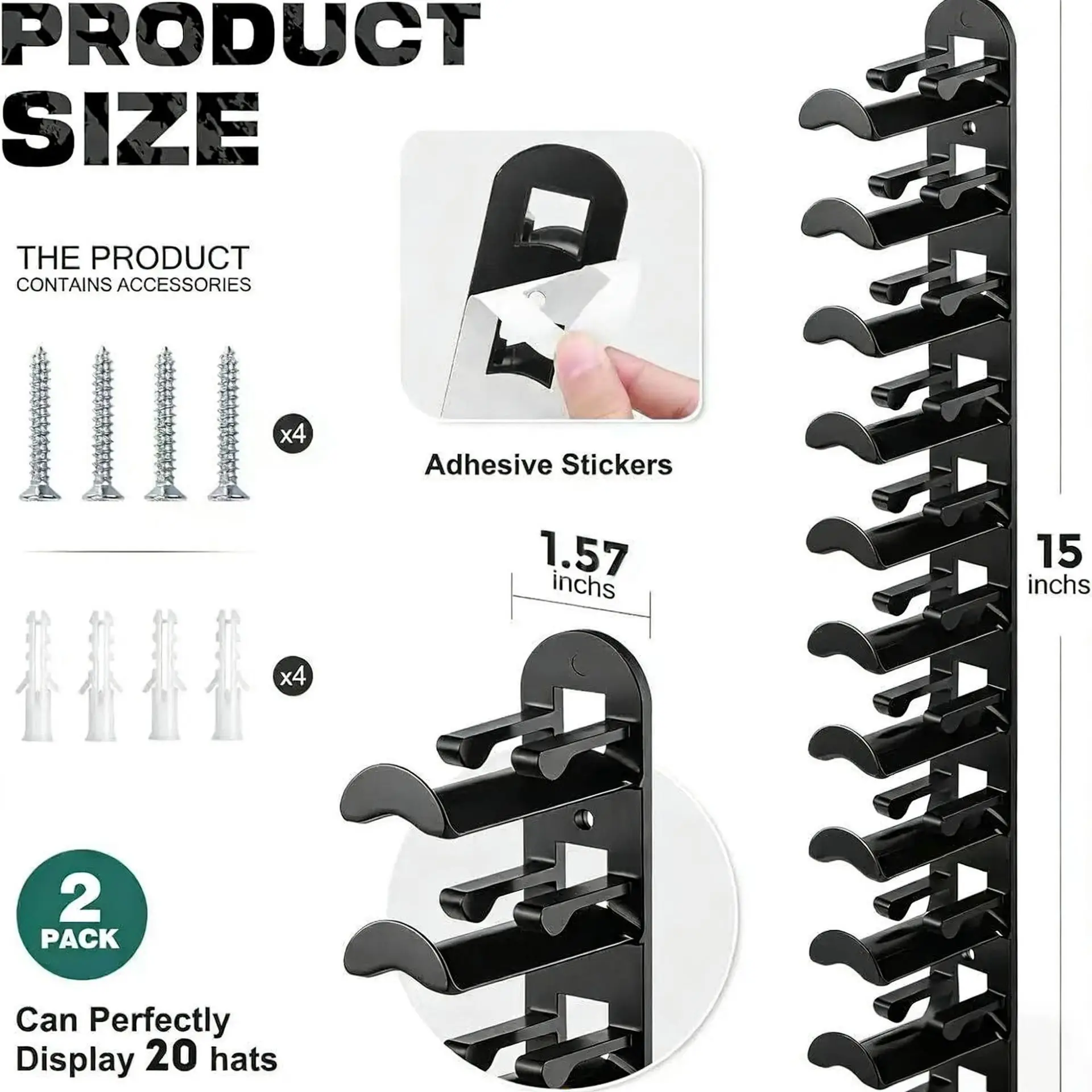 Wall Mounted Baseball Cap Storage Rack Plastic Hat Organizer Cap Display Rack Hat Holder Storage Rack