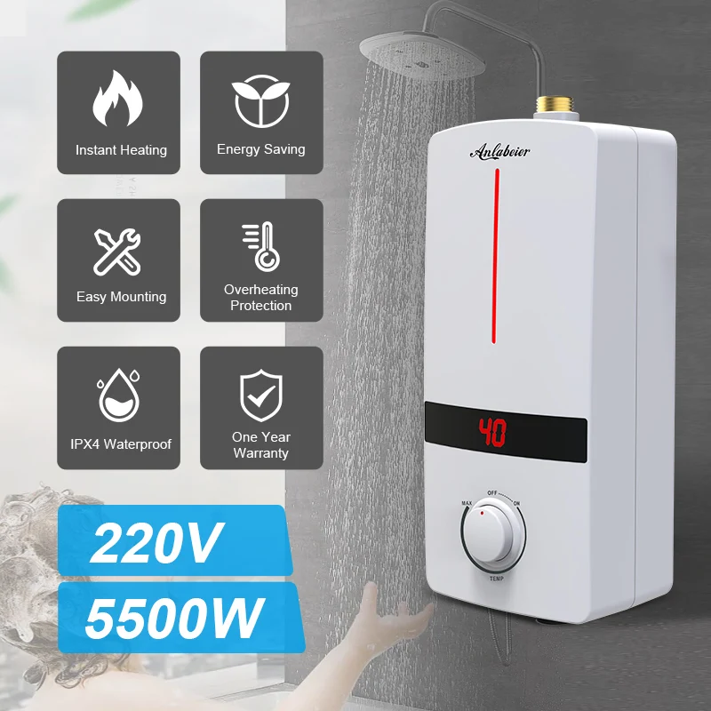 Under Counter Instant Electric Geyser Portable Mini Electric Hot Water Heater for Kitchen Bathroom Shower