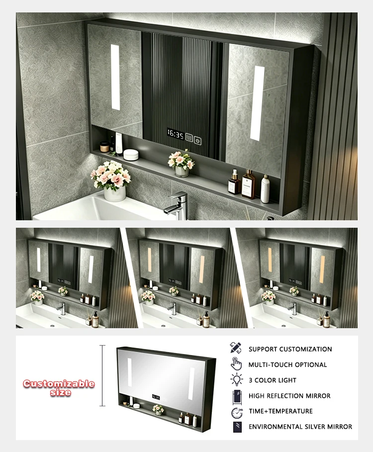 product wholesale led hotel mirror cabinet water proof bathroom vanities furniture luxury aluminum bathroom vanity cabinet 2026 hot sale-4
