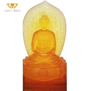 Customization Size Color Yellow Gold Plating Engrave Handmade Carving Temple Indoor Big Buddha