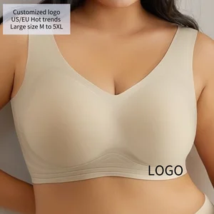5xl Seamless Wireless Breathable Soft Spandex U Back Closures Jelly Strip Cup Bra Xxxx L Plus Size Deep Cup Soutien Gorge Bras