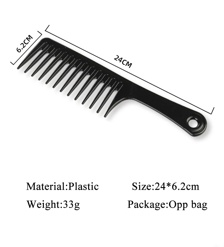 Factory Wholesale Plastic Wide Tooth Comb Home Hairdressing Comb High Quality Curly Hair Detangling Comb