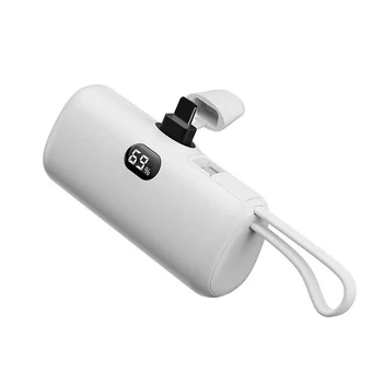 Hot Selling 5000mah High-Capacity Portable Charger with LED Display Fast Charging Built-in Cable Mini Emergency Power Banks