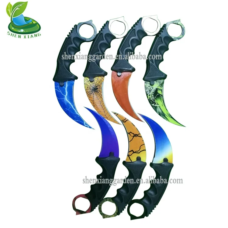 
Нож Damask CSGO с фиксированным лезвием, керамбит Counter Strike, военный уличный нож, цветные полосатые ножи с нескользящей ручкой 