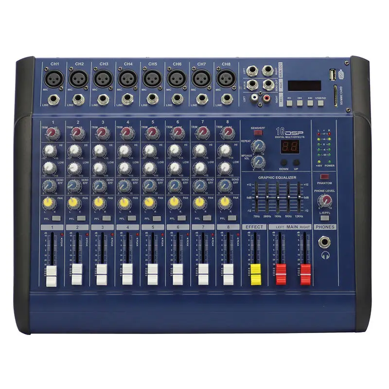 PMX-802D 8-Channel USB Audio Mixer - Professional Stage Sound