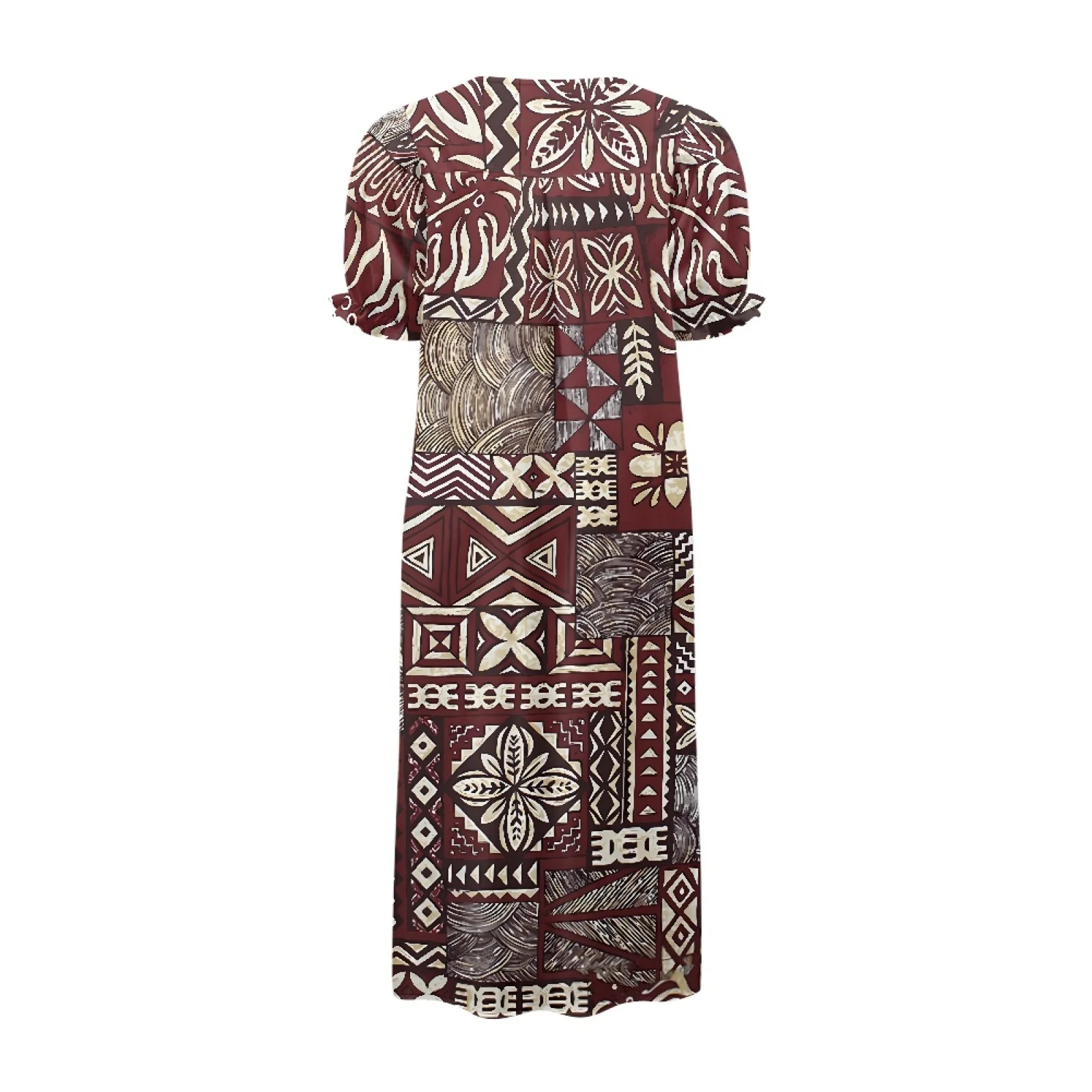 Luxury Strapless Micronesian Mumu Puff Sleeve Long Dresses