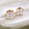 Pendientes de diamantes de laboratorio de 14k auténticos y sólidos