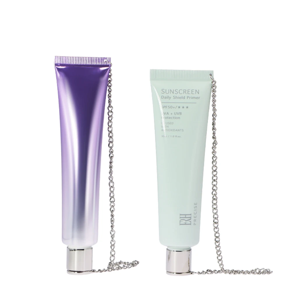 Customized Aluminum Cosmetic Packaging Tubes With Chain Hole for Hand Cream Lotion OEM ODM Plastic Tube Squeeze