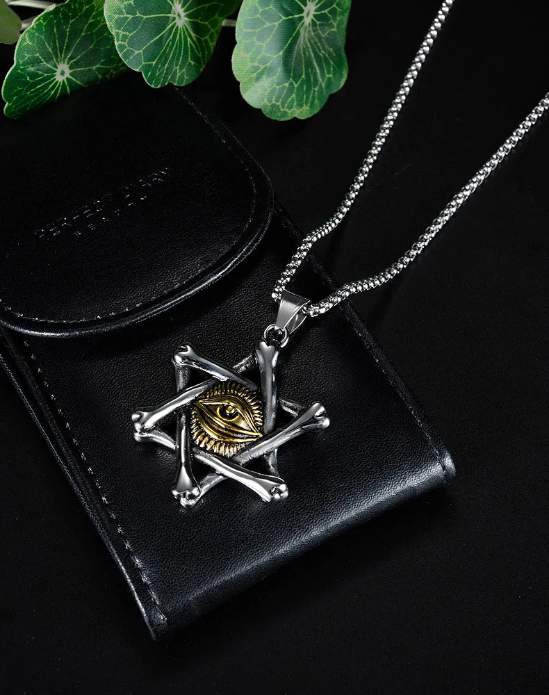 Hexagram Devil's Eye Necklace - Stainless Steel Pendant