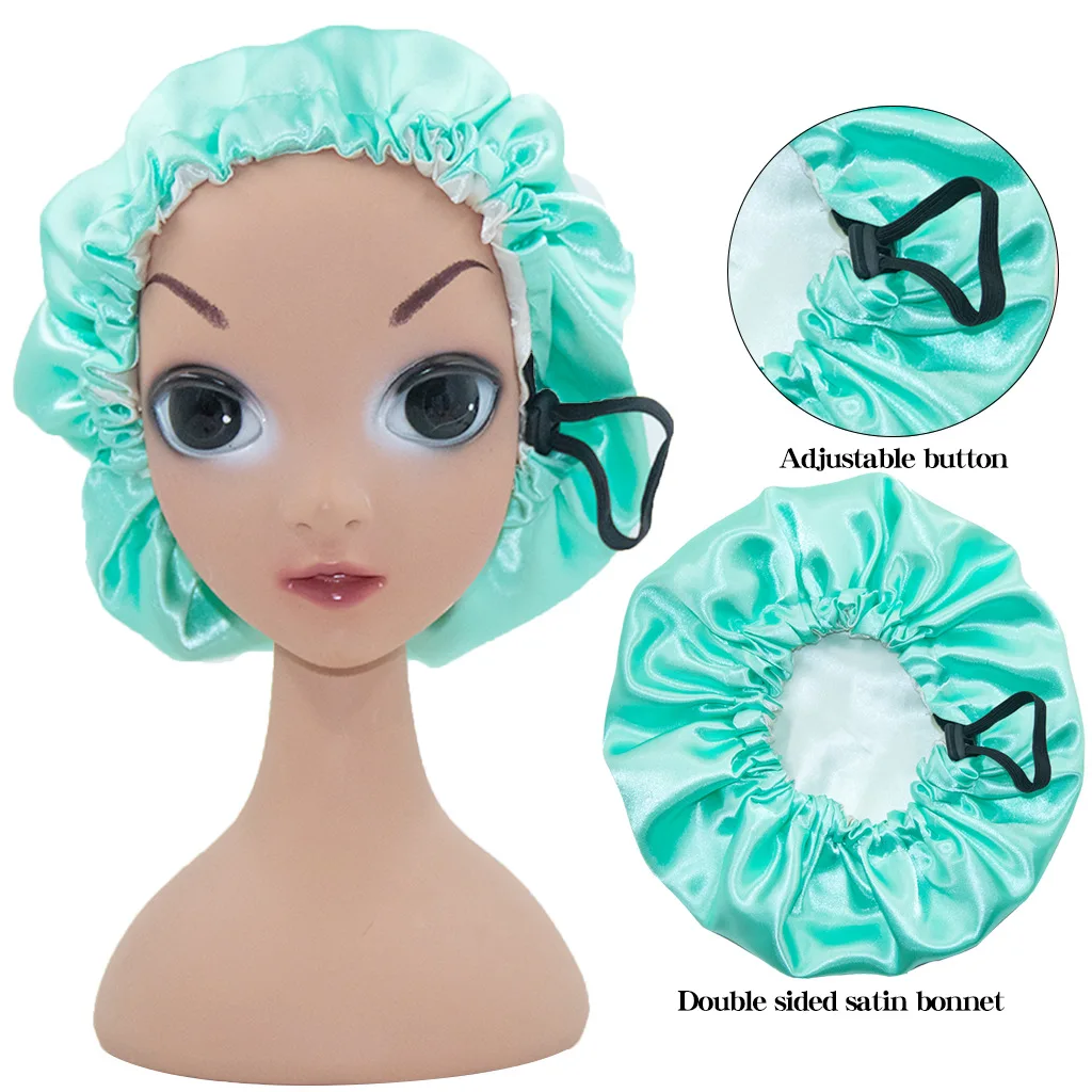 2024 новая детская цветная шапочка для сна модная эластичная волос регулируемая шапка на пуговицах