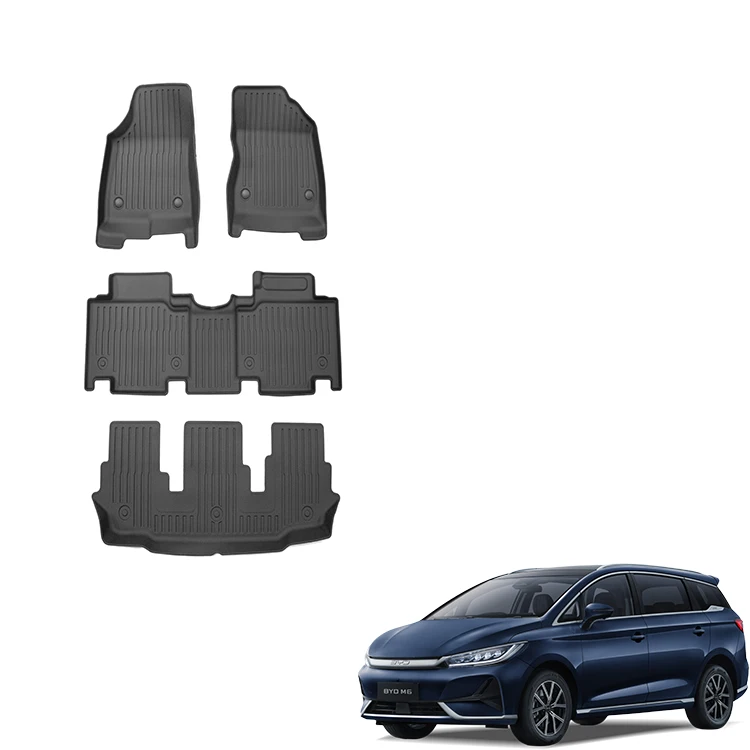 M6 Floor Mats TPE Anti-scratch Waterproof Blanket Surface Foot Mat Carpet Pad Car Mat 5D  6-seater Car for BYD Emax7