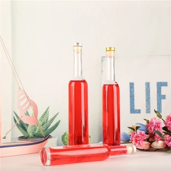 High quality 200ml 375ml 500ml 750ml black clear frost ice wine /fruit wine glass bottles with stopper