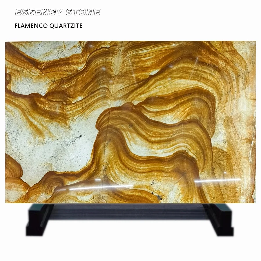 Flamenco Golden Marble Slab, Amber Gold Quartzite for Floor and Veneer Wall Tile,fantasy Yellow Natural Quartzite Stone Cladding