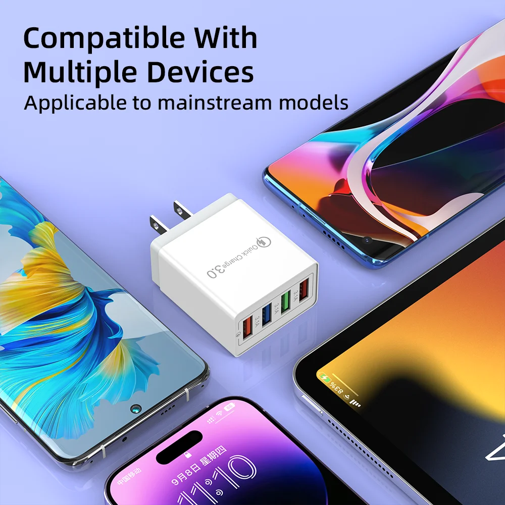 Quality Guaranteed Electric Multi-Port 4 USB Fast Travel Adapter US/UK/EU Plug OVP OTP Protection 5V/2A 10W Wall Charger H1a3c69e03c774e07b59c469bebb9b655l