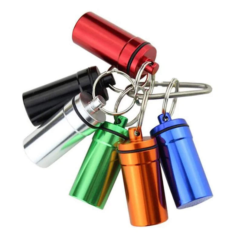 
Портативный водонепроницаемый контейнер для таблеток из алюминиевого сплава контейнер для таблеток с брелоком 