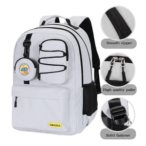 For OMASKA Custom Logo 15.6 Inch Business Laptop Backpack Durable Polyester Lining Waterproof with Zipper Closure College School