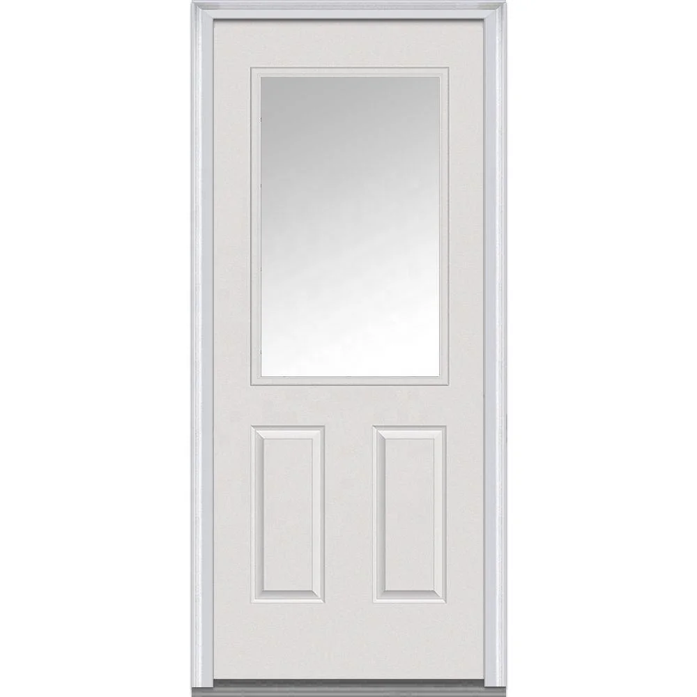 Minglei 36 inch FRP fiberglass exterior door half lite prehung entry doors with insulated glass