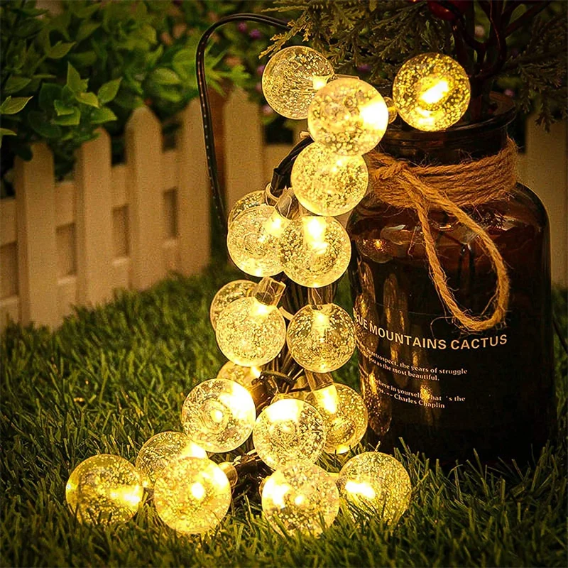 20 led Color Changing solar christmas decorative led lights outdoor solar bubble string camping lights for Garden manufacture