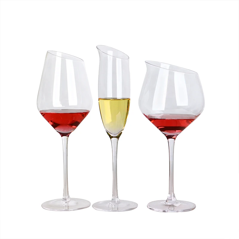 High Quality Personalised 480 ml Lead Free Crystal Glass ultra Thin Wedding Flute champagne Bulk Slanted Wine Glasses