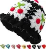 Sombreros de pescador de punto rojo para mujer