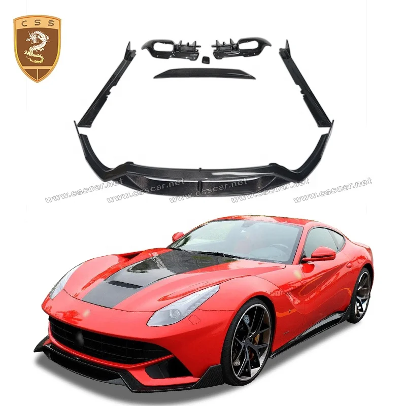 Good Fitment DNC Style Body Kit Carbon Fiber Front Lip Side Skirts Spoiler Bodykit for Ferrari F12 Berlinett