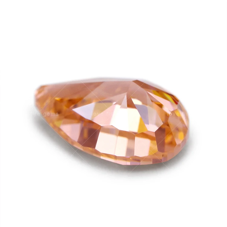 Simulated Alexandrite Color Pear Shape Cz 4K Crushed Ice Cut Orange Color Change Rose Synthetic Cubic Zirconia