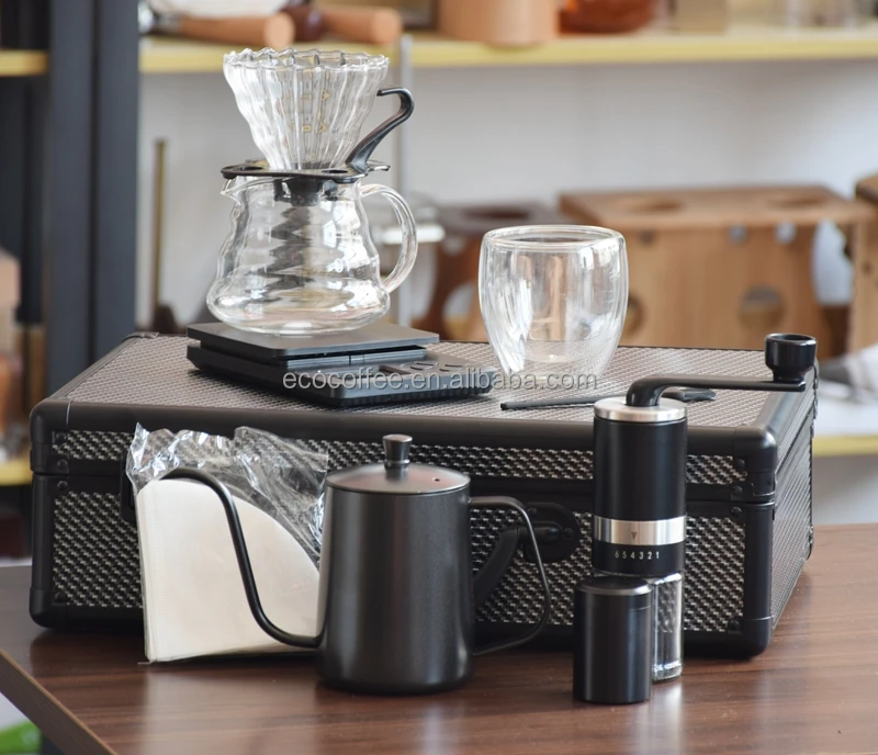 Fashion Portable Coffee Serving Set Grinder Scale With Timer Pour Over