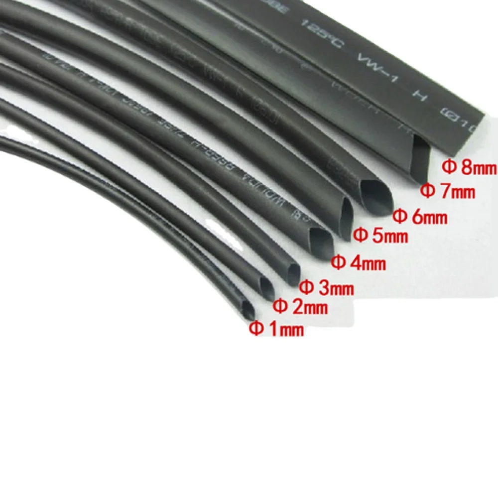 Tubo Termorestringente 8 Metri/Lotto 1mm 2mm 3mm 4mm 5mm 6mm 7mm 8mm Kit Guaina Termorestringente per Elettronica