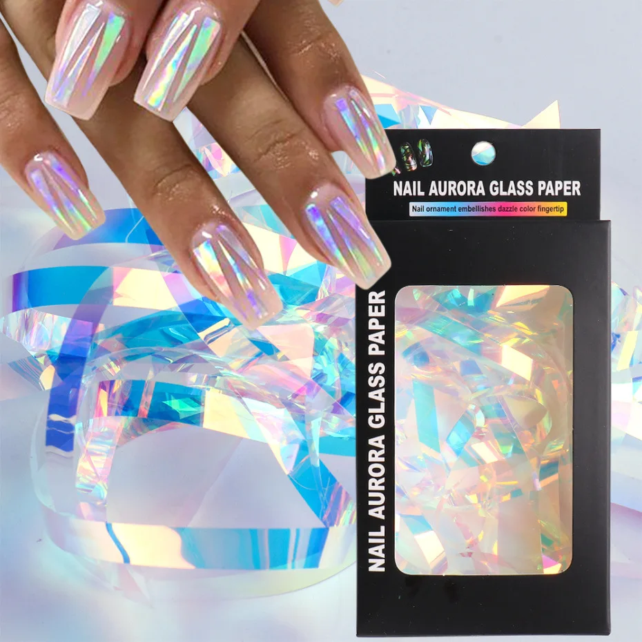 Nail Foil Broken Glass Paper Nail Film Holographic Nail Stickers Laser Nail  Decals DIY Nail Art Decoration for Women Girls 