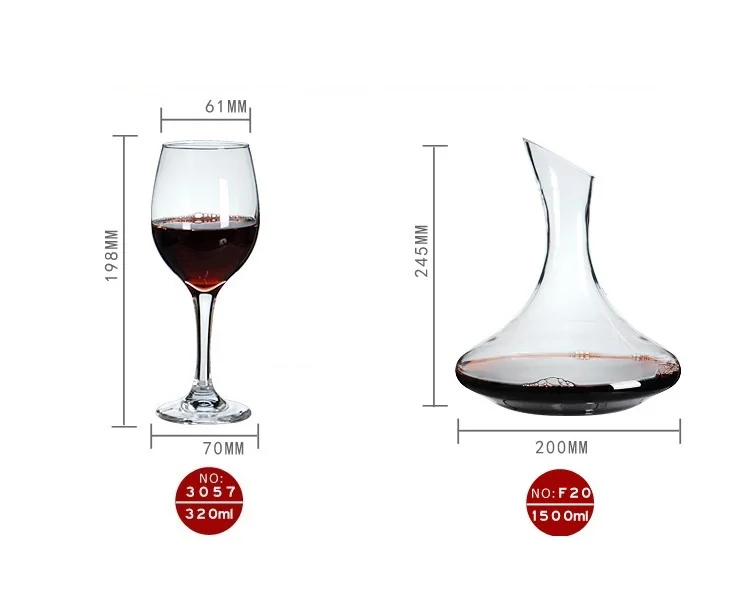 Clear Transparent Modern 320ml Glass Goblet and 1500ml Glass Wine  Decanter Bottle Set