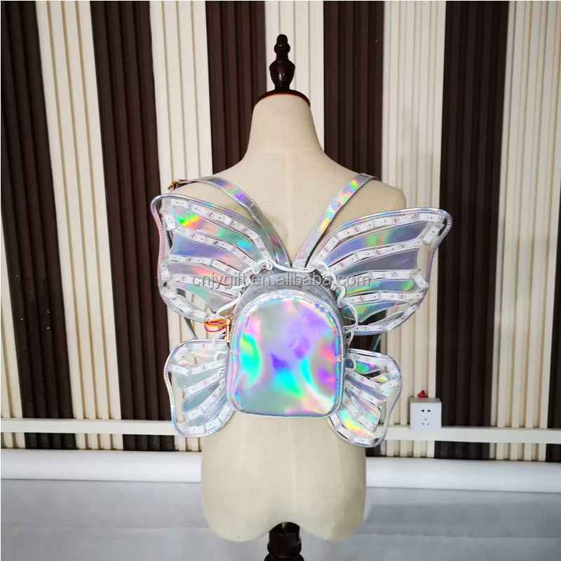 Laser Holographic Backpack with Butterfly Angel Wings Daypack Shoulder Bag Women main image 2