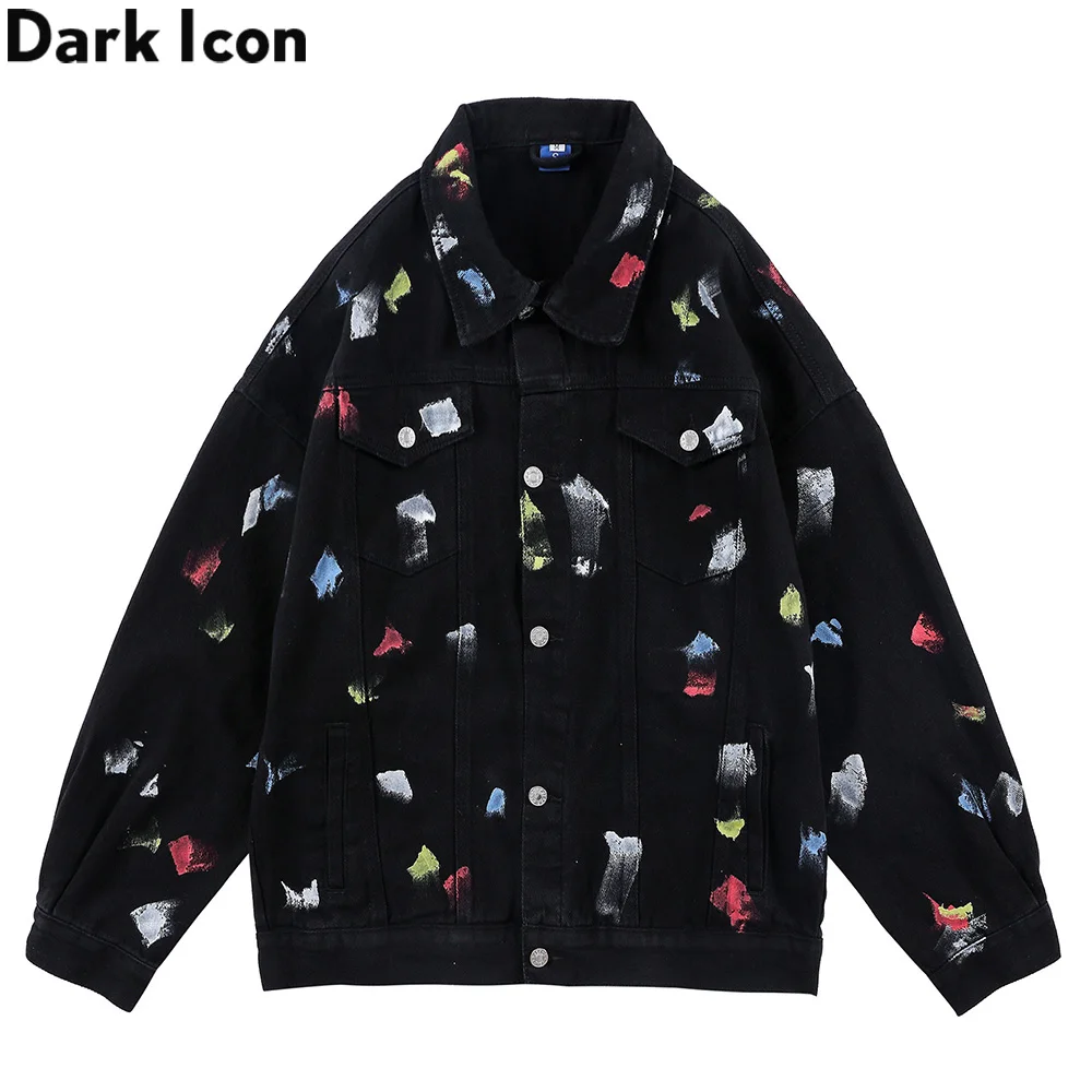 black denim jacket paint splatter
