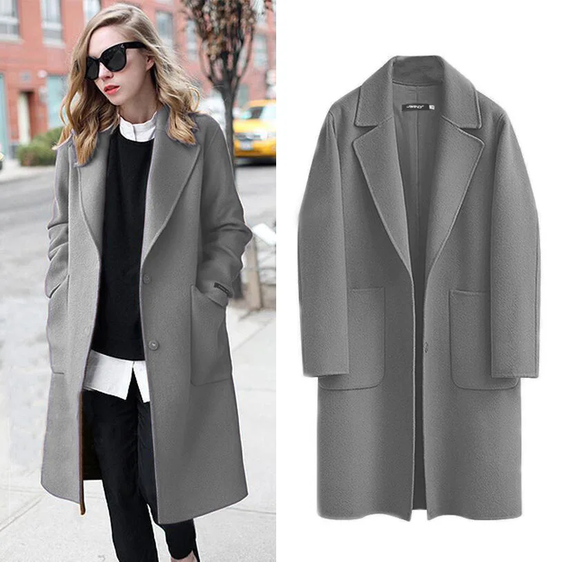 Autumn and winter double-sided woolen women's new woolen coat long loose woolen coat Jacket