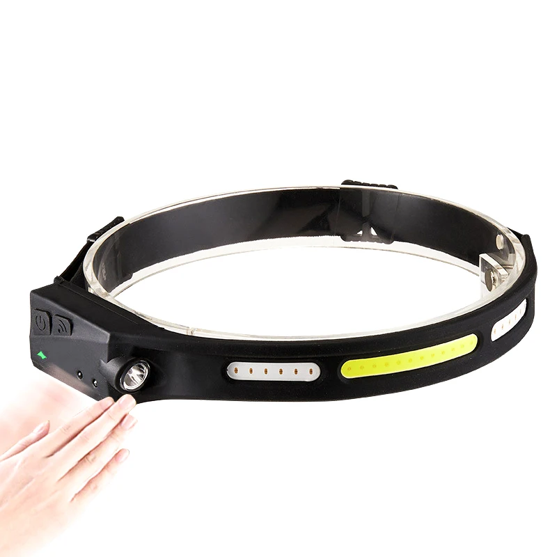 Silicone LED Sensor Cob Headlamp Flashlight Rechargeable Waterproof Running Outdoor Camping 230 Wide Beam headlamp